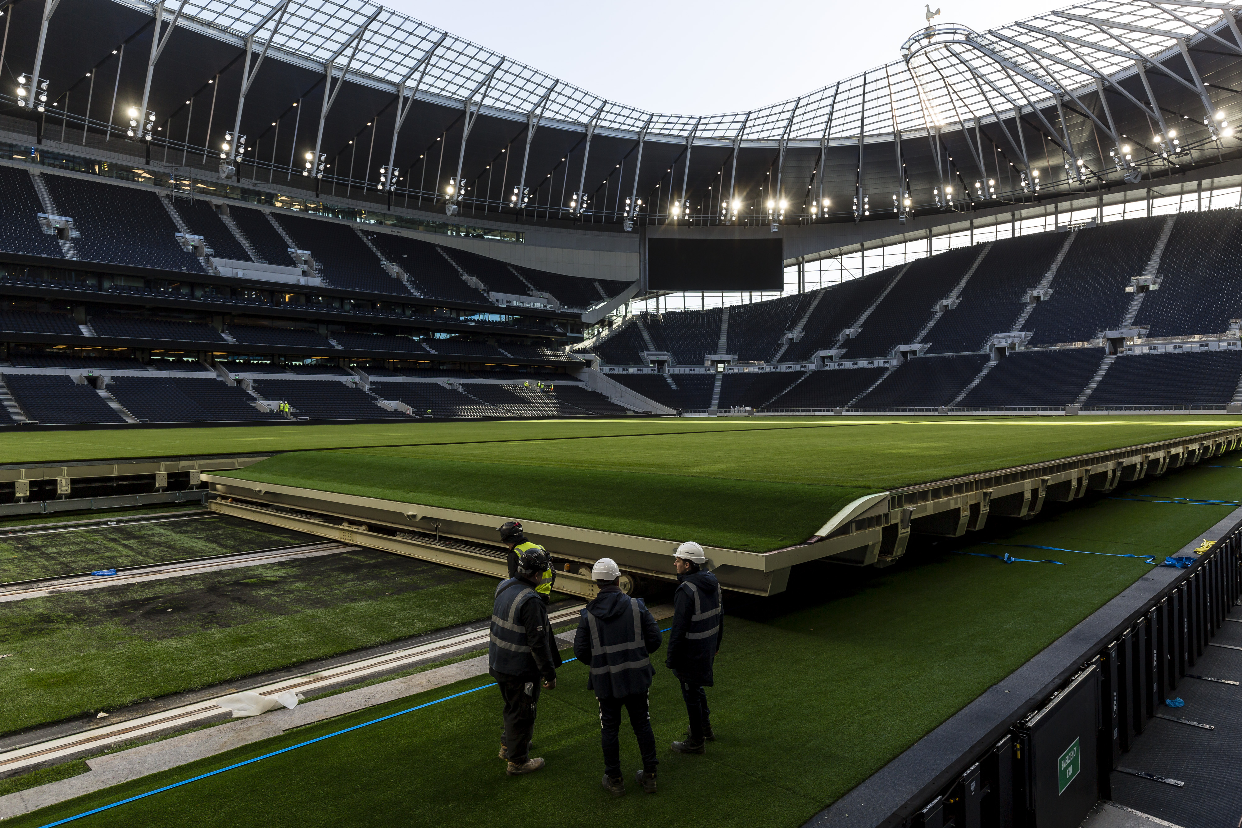 Retractable pitch system put in place at Tottenham Hotspur Stadium Retractable pitch system put in place at Tottenham Hotspur Stadium